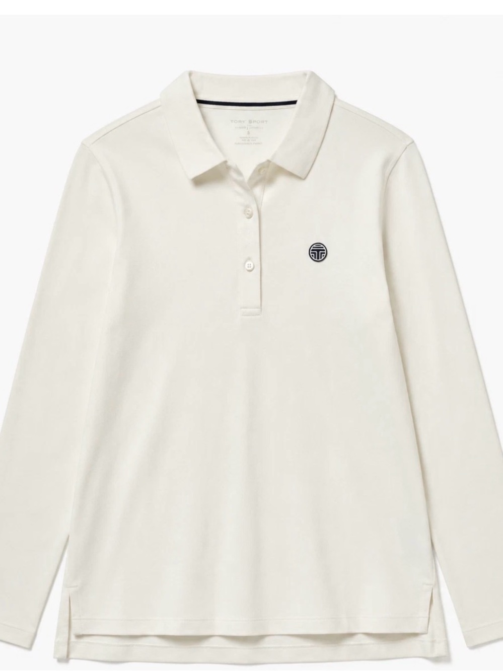 Tory Burch White Long Sleeve Polo Shirt Small Stretch Golf Sport